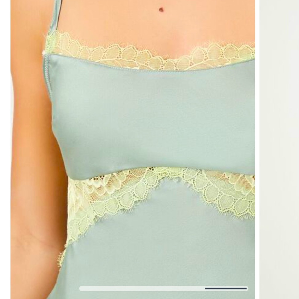 Lace-trim satin slip dress - Picture 2 of 4